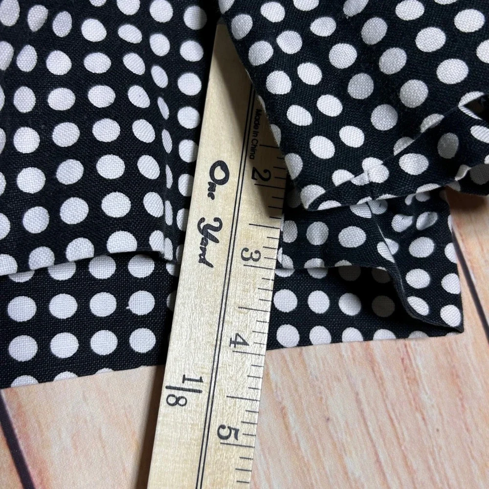 J.Crew Shorts Womens 8 Black Polka Dot Linen Cotton High Rise Preppy Retro‎